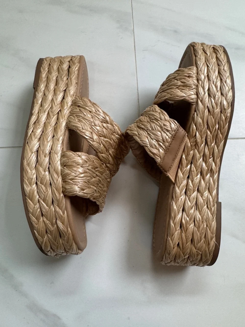 Sun + Stone Tan Braided Platform Slide Sandals - Picture 3 of 3